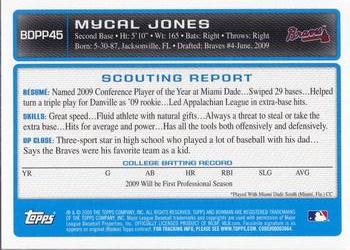2009 Bowman Draft Picks & Prospects - Prospects #BDPP45 Mycal Jones Back