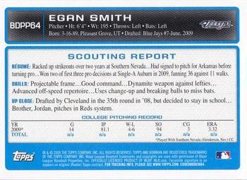 2009 Bowman Draft Picks & Prospects - Prospects #BDPP64 Egan Smith Back