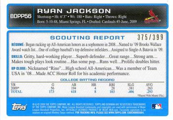 2009 Bowman Draft Picks & Prospects - Prospects Blue #BDPP56 Ryan Jackson Back