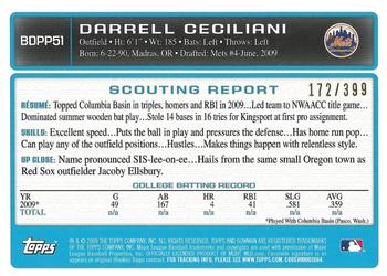 2009 Bowman Draft Picks & Prospects - Prospects Blue #BDPP51 Darrell Ceciliani Back