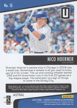 2020 Panini Chronicles - Unparalleled Astral #15 Nico Hoerner Back