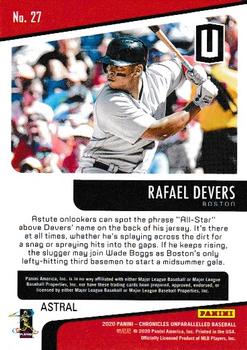 2020 Panini Chronicles - Unparalleled Astral #27 Rafael Devers Back