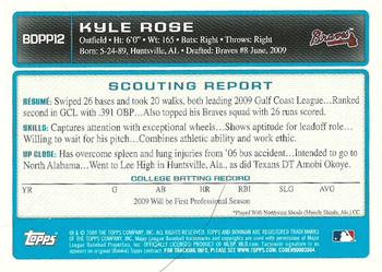 2009 Bowman Draft Picks & Prospects - Prospects Gold #BDPP12 Kyle Rose Back