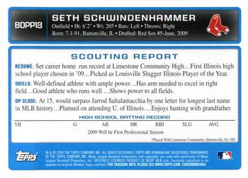 2009 Bowman Draft Picks & Prospects - Prospects Gold #BDPP13 Seth Schwindenhammer Back
