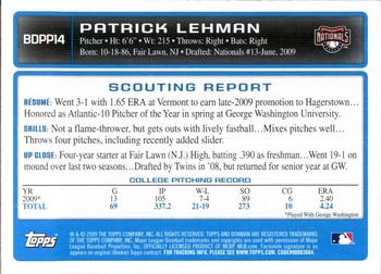 2009 Bowman Draft Picks & Prospects - Prospects Gold #BDPP14 Patrick Lehman Back
