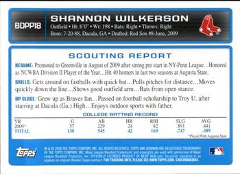 2009 Bowman Draft Picks & Prospects - Prospects Gold #BDPP18 Shannon Wilkerson Back