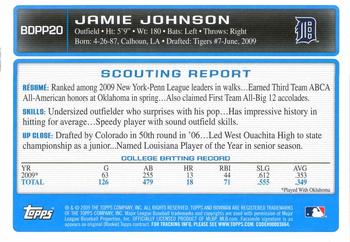 2009 Bowman Draft Picks & Prospects - Prospects Gold #BDPP20 Jamie Johnson Back