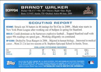 2009 Bowman Draft Picks & Prospects - Prospects Gold #BDPP34 Brandt Walker Back