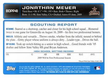 2009 Bowman Draft Picks & Prospects - Prospects Gold #BDPP41 Jonathan Meyer Back