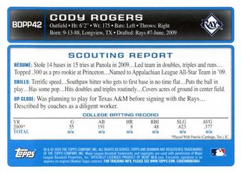 2009 Bowman Draft Picks & Prospects - Prospects Gold #BDPP42 Cody Rogers Back