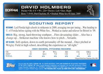 2009 Bowman Draft Picks & Prospects - Prospects Gold #BDPP44 David Holmberg Back
