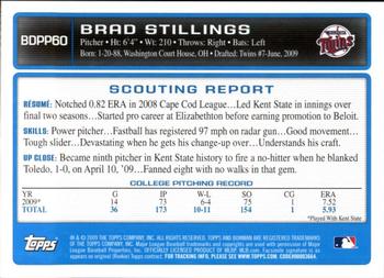 2009 Bowman Draft Picks & Prospects - Prospects Gold #BDPP60 Brad Stillings Back