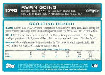 2009 Bowman Draft Picks & Prospects - Prospects Gold #BDPP61 Ryan Goins Back
