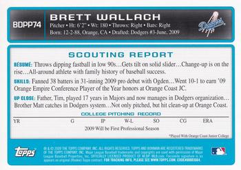 2009 Bowman Draft Picks & Prospects - Prospects Gold #BDPP74 Brett Wallach Back