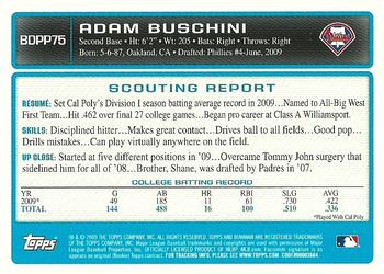 2009 Bowman Draft Picks & Prospects - Prospects Gold #BDPP75 Adam Buschini Back