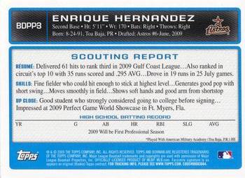 2009 Bowman Draft Picks & Prospects - Prospects Gold #BDPP3 Enrique Hernandez Back