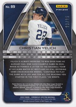 2020 Panini Chronicles - Spectra Red #89 Christian Yelich Back