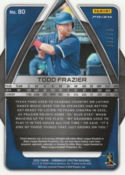 2020 Panini Chronicles - Spectra Neon Pink #80 Todd Frazier Back
