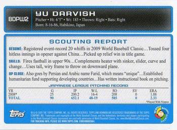 2009 Bowman Draft Picks & Prospects - WBC Prospects #BDPW2 Yu Darvish Back