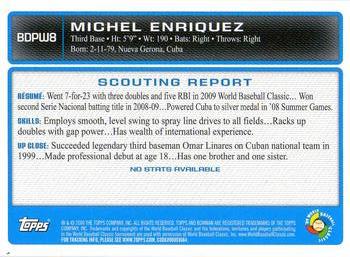 2009 Bowman Draft Picks & Prospects - WBC Prospects #BDPW8 Michel Enriquez Back