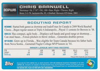 2009 Bowman Draft Picks & Prospects - WBC Prospects #BDPW16 Chris Barnwell Back