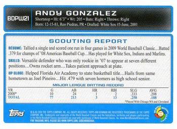 2009 Bowman Draft Picks & Prospects - WBC Prospects #BDPW21 Andy Gonzalez Back