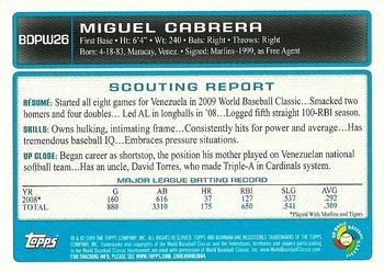 2009 Bowman Draft Picks & Prospects - WBC Prospects #BDPW26 Miguel Cabrera Back