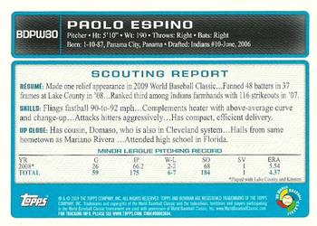 2009 Bowman Draft Picks & Prospects - WBC Prospects #BDPW30 Paolo Espino Back