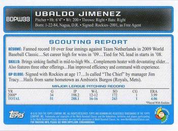 2009 Bowman Draft Picks & Prospects - WBC Prospects #BDPW33 Ubaldo Jimenez Back