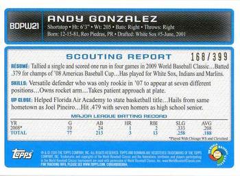 2009 Bowman Draft Picks & Prospects - WBC Prospects Blue #BDPW21 Andy Gonzalez Back