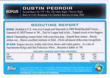2009 Bowman Draft Picks & Prospects - WBC Prospects Gold #BDPW5 Dustin Pedroia Back