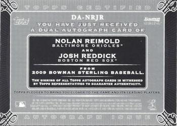 2009 Bowman Sterling - Dual Autographs #DA-NRJR Nolan Reimold / Josh Reddick Back