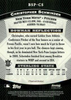 2009 Bowman Sterling - Prospects #BSP-CS Christopher Schwinden Back
