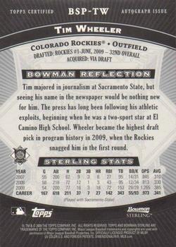 2009 Bowman Sterling - Prospects #BSP-TW Tim Wheeler Back