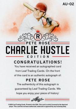 2020 Leaf Pete Rose Charlie Hustle Edition - Autographs #AU-02 Pete Rose Back