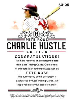 2020 Leaf Pete Rose Charlie Hustle Edition - Autographs #AU-05 Pete Rose Back