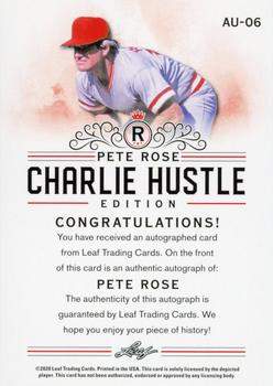 2020 Leaf Pete Rose Charlie Hustle Edition - Autographs #AU-06 Pete Rose Back