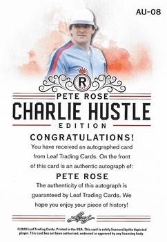 2020 Leaf Pete Rose Charlie Hustle Edition - Autographs #AU-08 Pete Rose Back
