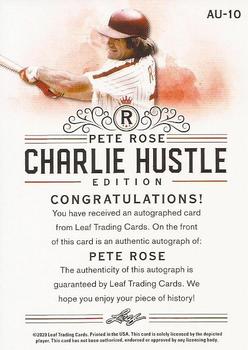 2020 Leaf Pete Rose Charlie Hustle Edition - Autographs #AU-10 Pete Rose Back