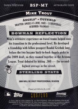 2009 Bowman Sterling - Prospects Refractors #BSP-MT Mike Trout Back
