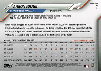 2020 Topps - Gold Star #7 Aaron Judge Back