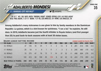 2020 Topps - Gold Star #35 Adalberto Mondesi Back