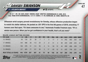 2020 Topps - Gold Star #47 Dansby Swanson Back