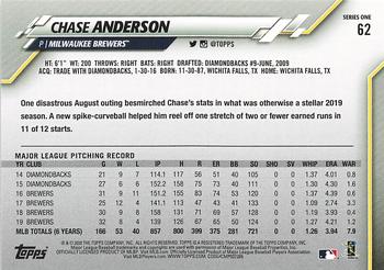 2020 Topps - Gold Star #62 Chase Anderson Back