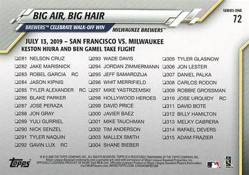 2020 Topps - Gold Star #72 Big Air, Big Hair (Keston Hiura / Ben Gamel) Back
