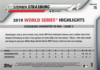 2020 Topps - Gold Star #76 Stephen Strasburg Back