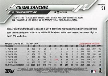 2020 Topps - Gold Star #91 Yolmer Sanchez Back