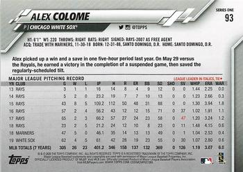 2020 Topps - Gold Star #93 Alex Colome Back
