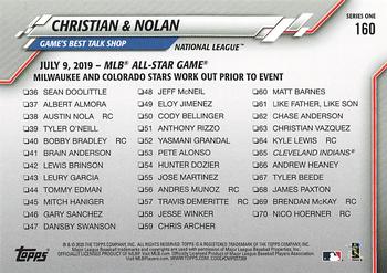 2020 Topps - Gold Star #160 Christian & Nolan (Christian Yelich / Nolan Arenado) Back