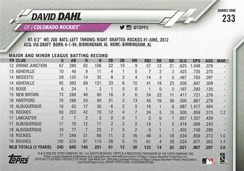 2020 Topps - Gold Star #233 David Dahl Back